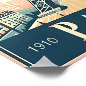 Vintage 1910 Parijs Eiffeltoren Art Deco Poster (Hoek)