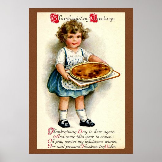 Vintage, 1910, Thanksgiving groeten Poster (Voorkant)