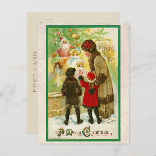 Vintage 1912 Moeder met kinderen Zware kerst Feestdagenkaart (Voorkant / Achterkant)