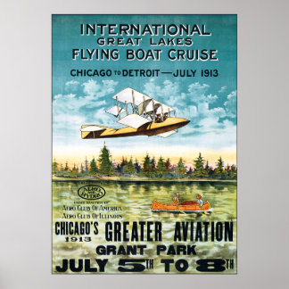 Vintage 1913 cruise van vliegende boten poster