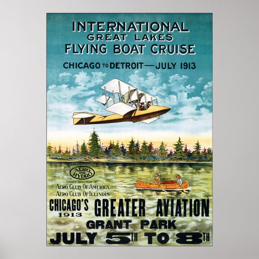 Vintage 1913 cruise van vliegende boten poster (Voorkant)