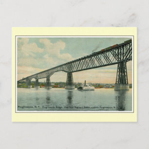 Vintage 1913 Poughkeepsie Bridge, trein, boot Briefkaart