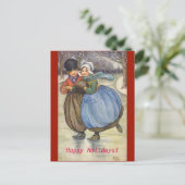 Vintage 1914 Afbeelding Nederlands Kinderen Schaat Feestdagenkaart (Staand voorkant)