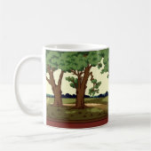 Vintage 1914 Kunst en ambacht stijl eikenlandschap Koffiemok (Links)