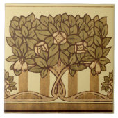 Vintage 1914 Kunst en ambacht stijl fruitboom Tegeltje (Voorkant)