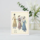 Vintage 1915 Mode Illustratie Briefkaart (Staand voorkant)