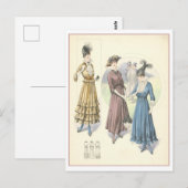 Vintage 1915 Mode Illustratie Briefkaart (Voorkant / Achterkant)