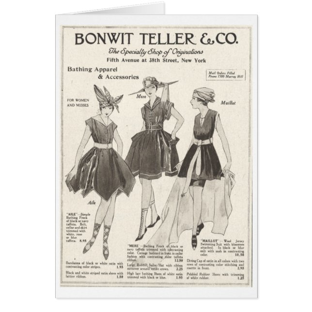 Vintage 1916 Badkleding voor vrouwen, (Voorkant)