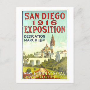 Vintage 1916 San Diego Exposition Poster Briefkaar Briefkaart