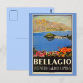 Vintage 1920 Bellagio Italiaans reisblad Briefkaart (Voorkant / Achterkant)
