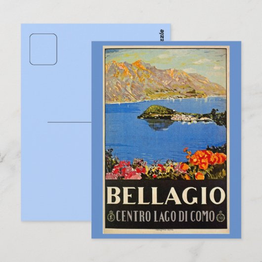 Vintage 1920 Bellagio Italiaans reisblad Briefkaart (Voorkant / Achterkant)