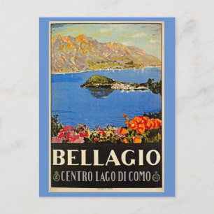 Vintage 1920 Bellagio Italiaans reisblad Briefkaart
