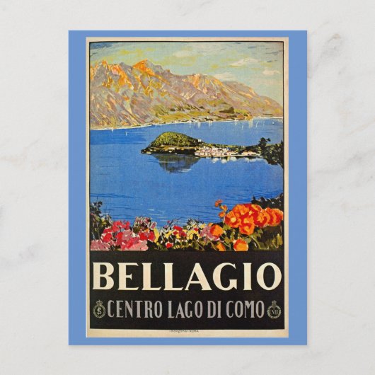 Vintage 1920 Bellagio Italiaans reisblad Briefkaart (Voorkant)