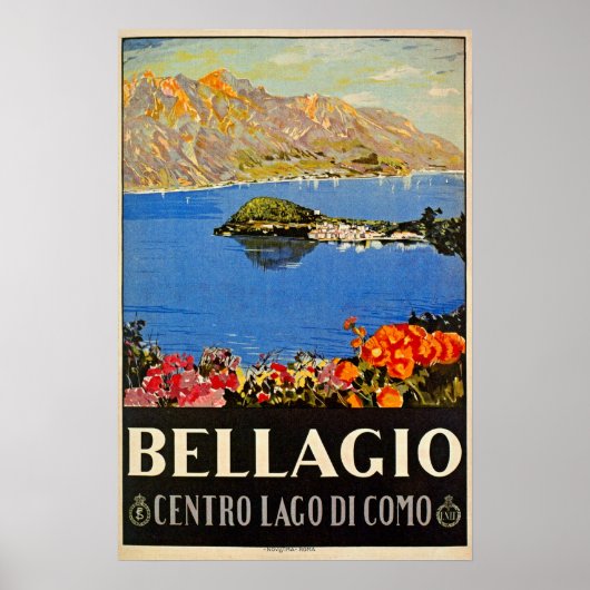 Vintage 1920 Bellagio Italiaans reisblad Poster (Voorkant)