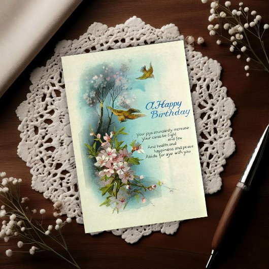 Vintage 1920 Birthday Blossom Art  Briefkaart