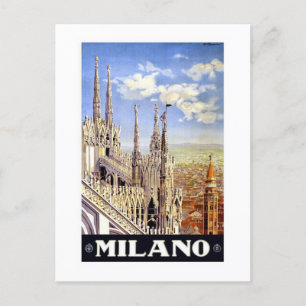 Vintage 1920 Duomo di Milano Italië Reisposter Briefkaart