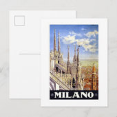 Vintage 1920 Duomo di Milano Italië Reisposter Briefkaart (Voorkant / Achterkant)