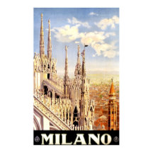 Vintage 1920 Duomo di Milano Italië Reisposter