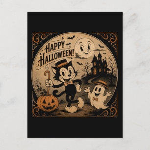 vintage 1920 Halloween tekenfilm kunst Briefkaart