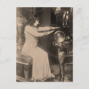 Vintage 1920 Kristallen Bol Waarzegster Foto Briefkaart