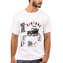 Vintage 1920 T-shirt – Antieke auto en paardenkoet