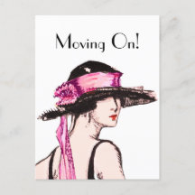Vintage 1920's Flapper Girl Moving Home Briefkaart