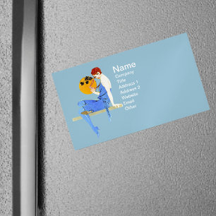 Vintage 1920's Flapper Lady Moon Red Hair Magnetisch Visitekaartje