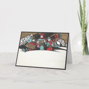 Vintage 1920's Kinderen Caroling in een sneeuwbank Kaart