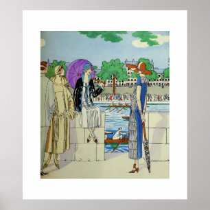 Vintage 1920s Ladies at Crew Race Regatta Poster