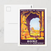 Vintage 1921 Rome, Italië, Reisposter Briefkaart (Voorkant / Achterkant)
