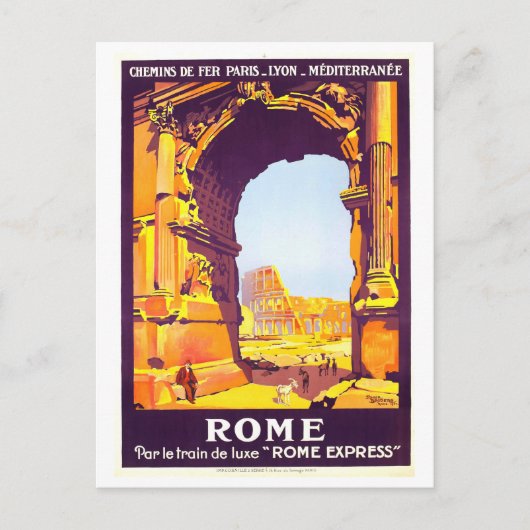 Vintage 1921 Rome, Italië, Reisposter Briefkaart (Voorkant)