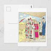 Vintage 1924 Mode Illustratie Briefkaart (Voorkant / Achterkant)