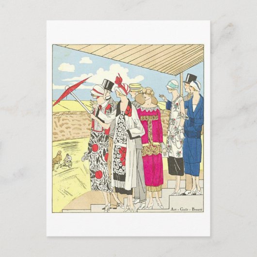 Vintage 1924 Mode Illustratie Briefkaart (Voorkant)