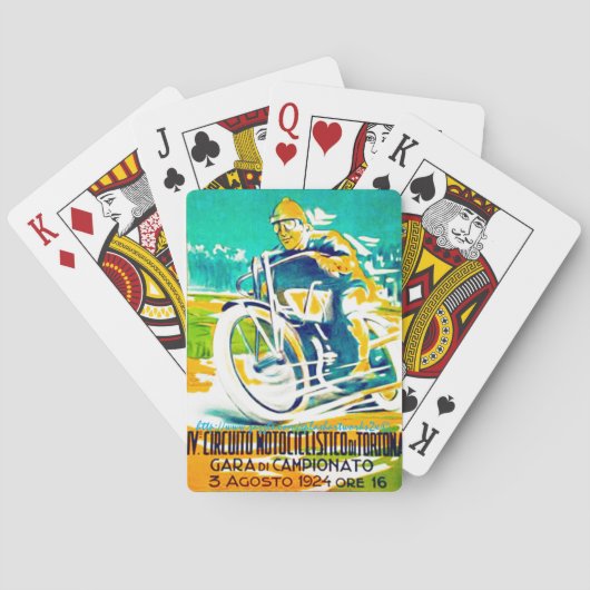 "Vintage 1924 Motorfiets Racing-Italië" Pokerkaarten (Achterkant)