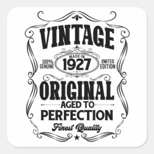 Vintage 1927 verouderd tot perfectie vierkante sticker