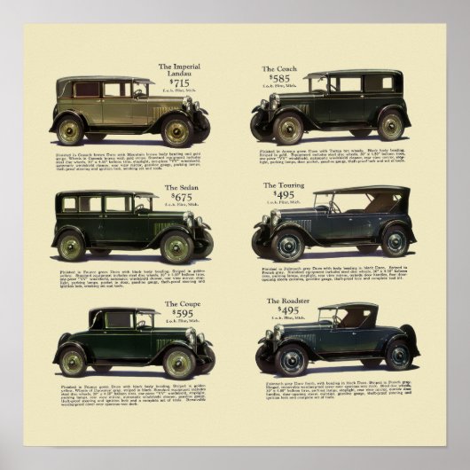 Vintage 1928 Automobielreclame Poster (Voorkant)