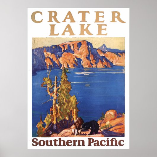 Vintage 1928 Crater Lake Southern Pacific Travel Poster (Voorkant)