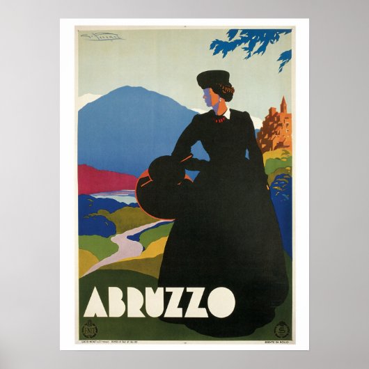 Vintage 1930 Italiaanse Abruzzen Poster (Voorkant)
