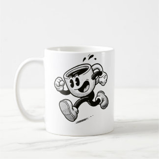 Vintage 1930s Rubber Hose Running Coffee Cup Carto Koffiemok