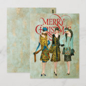 Vintage 1930's Vrouwen Kerstgroet Briefkaart (Voorkant / Achterkant)