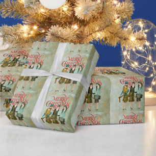 Vintage 1930's Vrouwen Kerstgroet Cadeaupapier