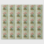 Vintage 1930's Vrouwen Kerstgroet Cadeaupapier (Vlak)