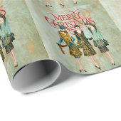 Vintage 1930's Vrouwen Kerstgroet Cadeaupapier (Rol Hoek)