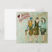 Vintage 1930's Vrouwen Kerstgroet Feestdagenkaart (Voorkant / Achterkant)