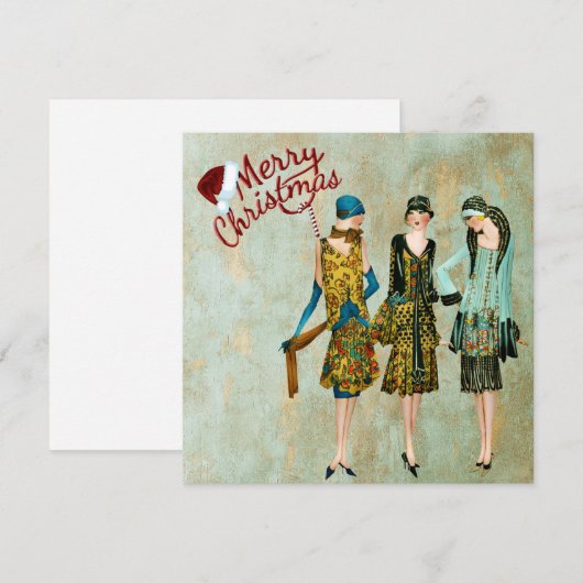 Vintage 1930's Vrouwen Kerstgroet Feestdagenkaart (Voorkant / Achterkant)