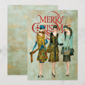 Vintage 1930's Vrouwen Kerstgroet Feestdagenkaart (Voorkant / Achterkant)