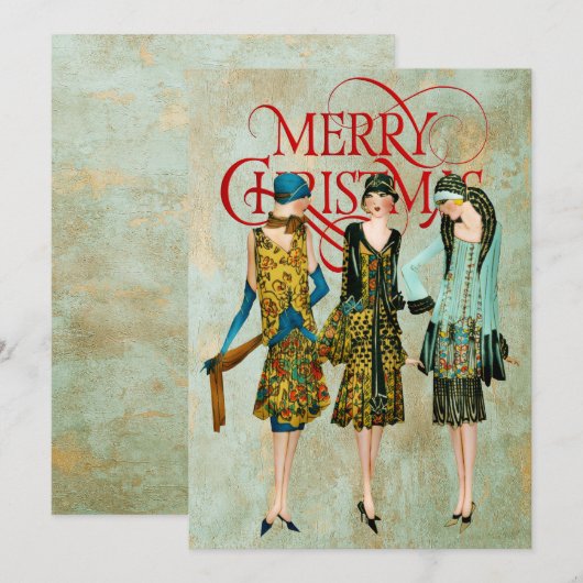 Vintage 1930's Vrouwen Kerstgroet Feestdagenkaart (Voorkant / Achterkant)