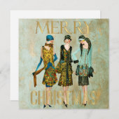 Vintage 1930's Vrouwen Kerstgroet Feestdagenkaart (Voorkant / Achterkant)