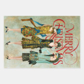 Vintage 1930's Vrouwen Kerstgroet Inpakpapier Vel (Voorkant 3)