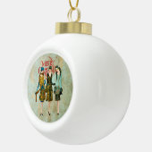 Vintage 1930's Vrouwen Kerstgroet Keramische Bal Ornament (Rechts)